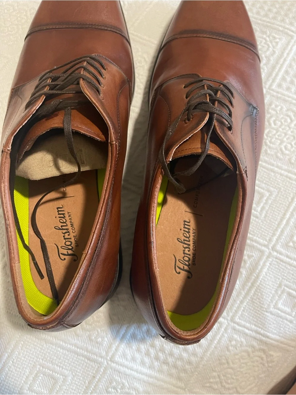 Florsheim Brown Leather Cap-Toe Derby Shoes
